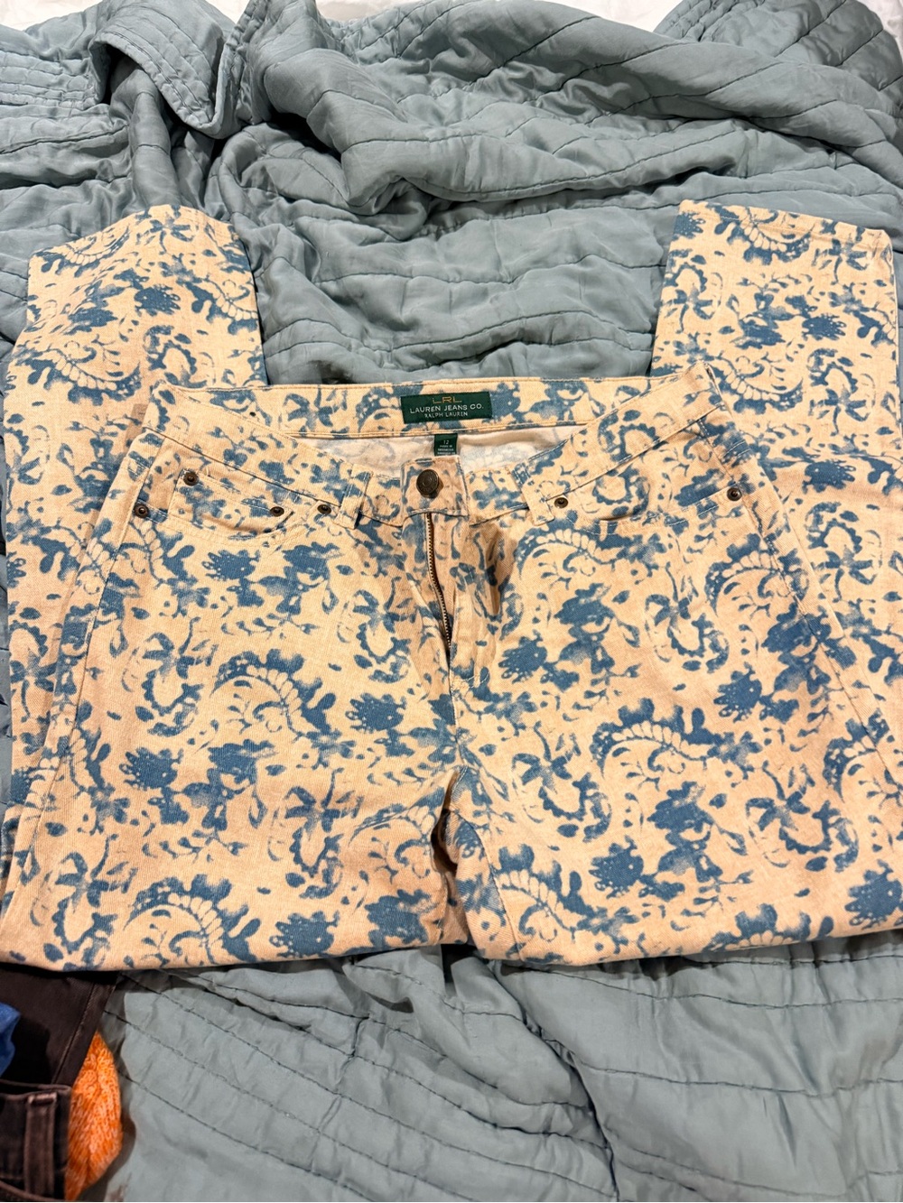 Ralph Lauren Beige Jeans with Blue Floral Print